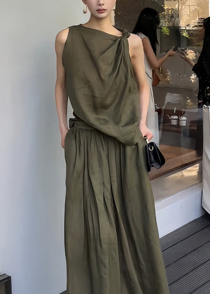 Skirts Set New Green And Two Design Tank Piece Original Linen FashionChic
