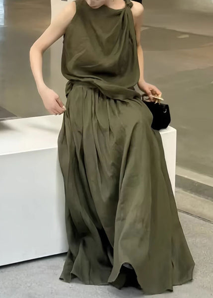 Skirts Set New Green And Two Design Tank Piece Original Linen FashionChic