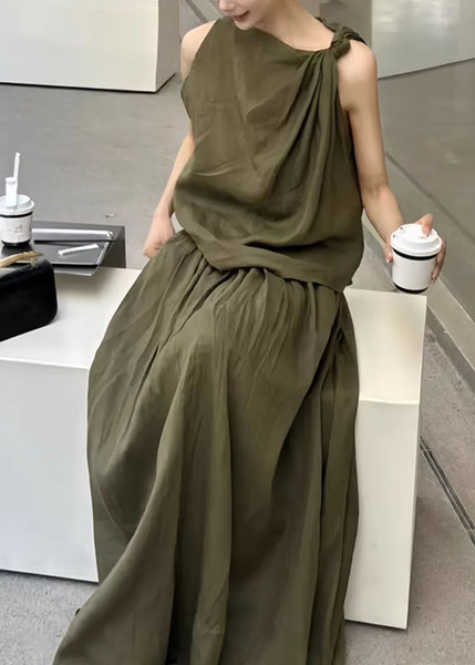Skirts Set New Green And Two Design Tank Piece Original Linen FashionChic