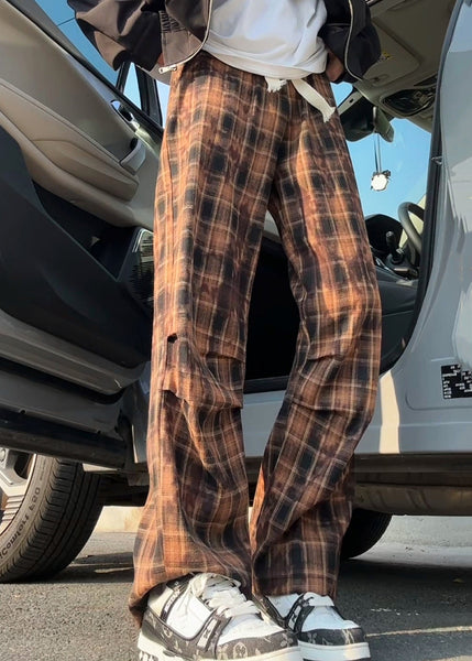 Green Cotton Summer Waist Mens Elastic Pants Plaid New FashionChic