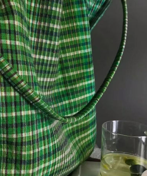 New Green Plaid Large Capacity Canvas Tote Handbag WI028 Bag-BGS241105