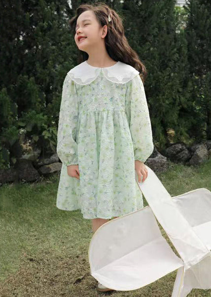 New Green Plaid Patchwork Cotton Girls Dresses Fall XZ010 FALL-MM-RCTZ-FDGL240618