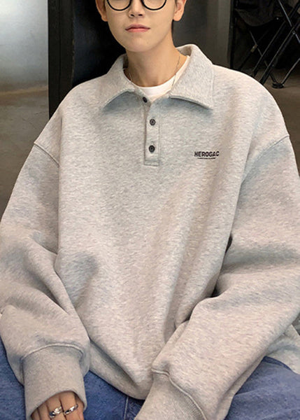 New Men Sweatshirts Print TC024 Cotton Spring Button Green