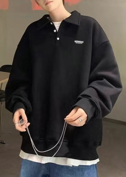 New Men Sweatshirts Print TC024 Cotton Spring Button Green