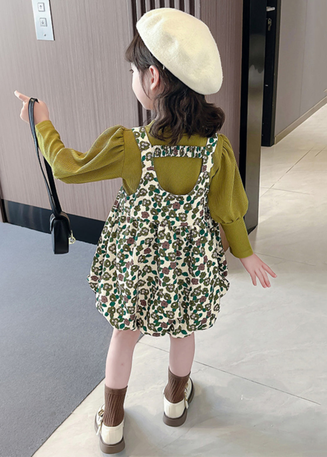 New Green Print Tops And Dress Cotton Girls Two Pieces Set Long Sleeve XZ051 FALL-MM-RCTZ-TPGIEC240618