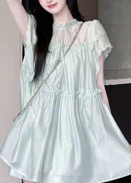 New Green Ruffled Tops And Shorts Two Pieces Set Summer Ada Fashion