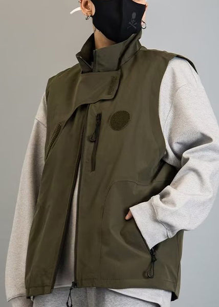 New Green Zip Up Pockets Cotton Men Waistcoat Spring RN011 ABC