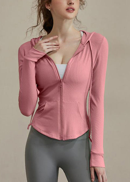 Coats Lack Hooded Green New Zippered Tie Yoga FashionChic