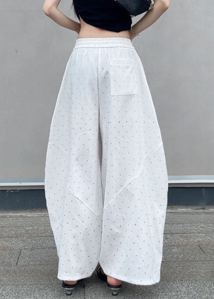 Pockets Waist Elastic Fall Cotton Grey Dot Leg New Pants Wide FashionChic