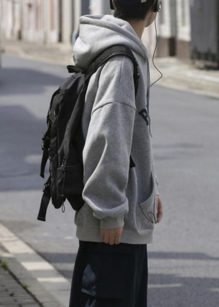 New Grey Hooded Print Pockets Cotton Mens Sweatshirts Spring YQ031 ABC