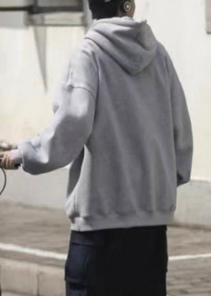 New Grey Hooded Print Pockets Cotton Mens Sweatshirts Spring YQ031 ABC