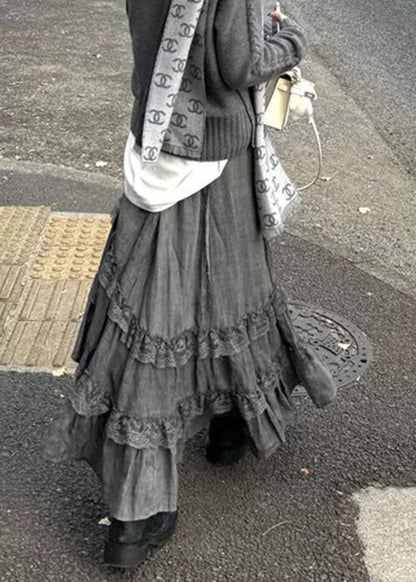 Waist Grey Lace New Skirts High Spring Cotton FashionChic