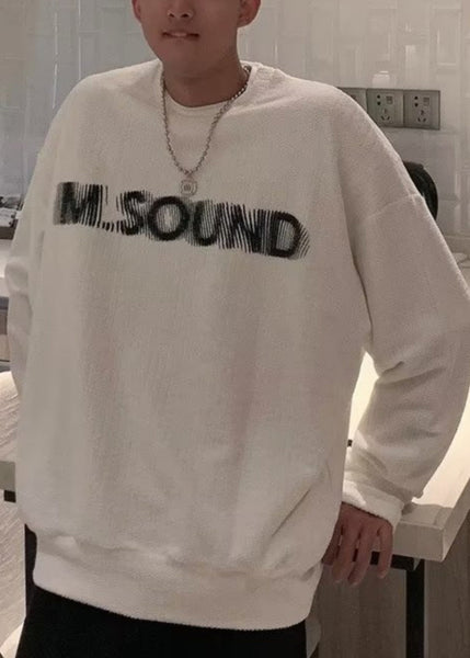 Letter O Cotton Grey Cozy Sweatshirt Neck Spring Men New FashionChic