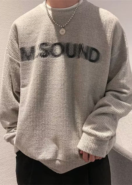 Letter O Cotton Grey Cozy Sweatshirt Neck Spring Men New FashionChic