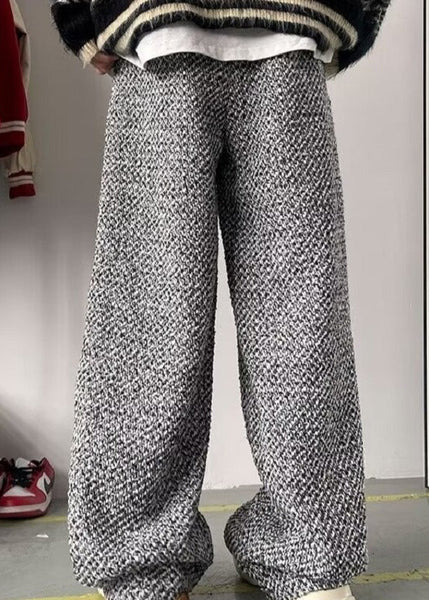 Men Oversized Pants Grey Spring New Woolen FashionChic