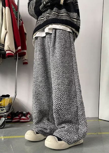 Men Oversized Pants Grey Spring New Woolen FashionChic