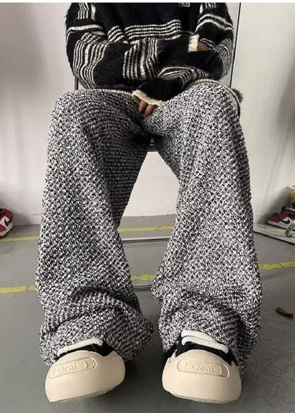 Men Oversized Pants Grey Spring New Woolen FashionChic