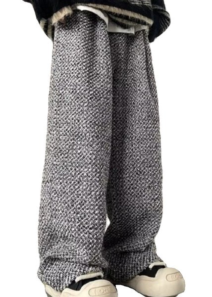 Men Oversized Pants Grey Spring New Woolen FashionChic