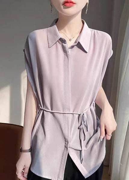 Up Peter Chiffon Blouses Pan Grey Collar Lace New Oversized FashionChic