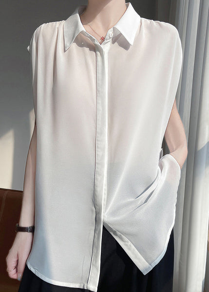 Up Peter Chiffon Blouses Pan Grey Collar Lace New Oversized FashionChic