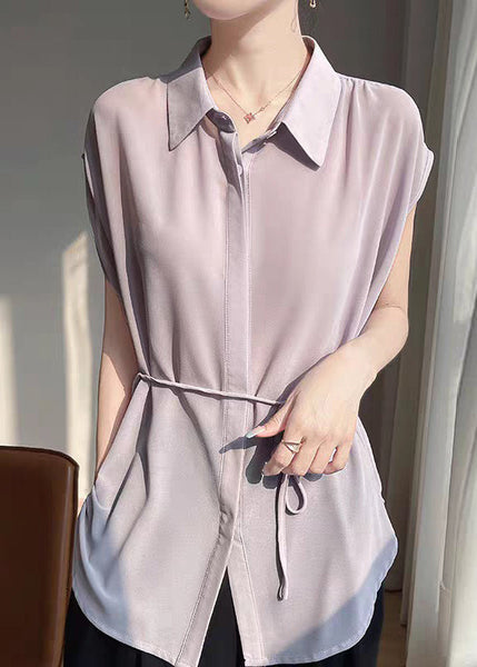 Up Peter Chiffon Blouses Pan Grey Collar Lace New Oversized FashionChic