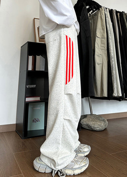 New Grey Striped Pockets Cotton Men Pants Long Fall WA034 MENP241110
