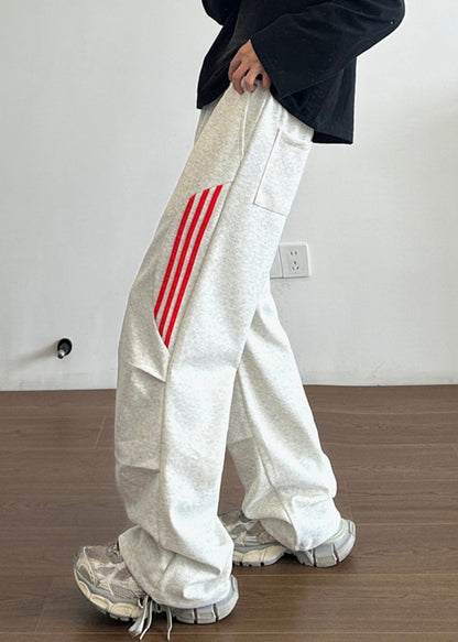 New Grey Striped Pockets Cotton Men Pants Long Fall WA034 MENP241110