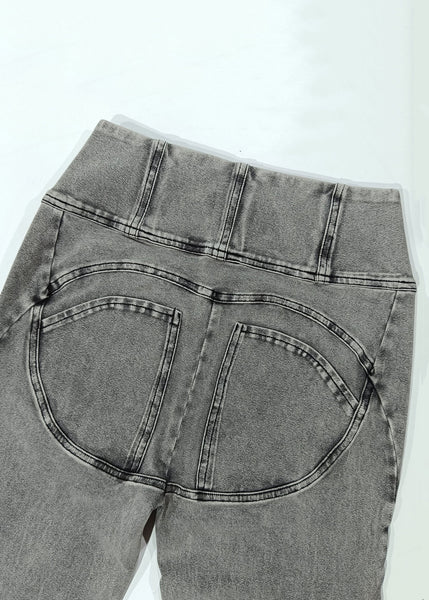 New Grey Zippered High Waist Knit Flare Bottoms Summer KK002 SH-LF-LPTS240602