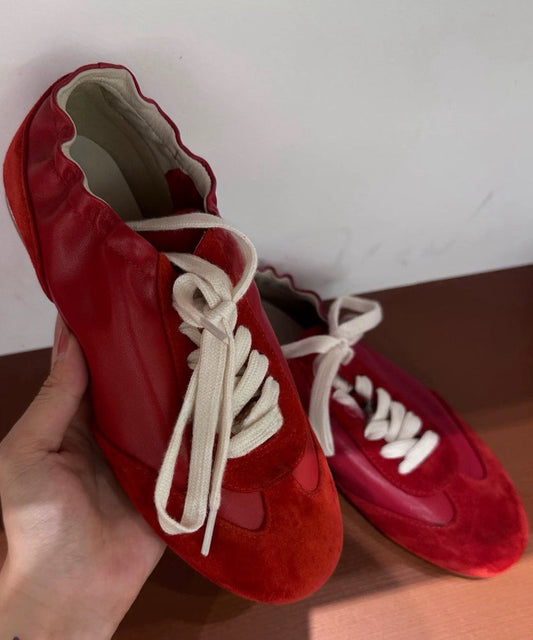 Red Up Handmade New Sports Shoes Flats Lace FashionChic