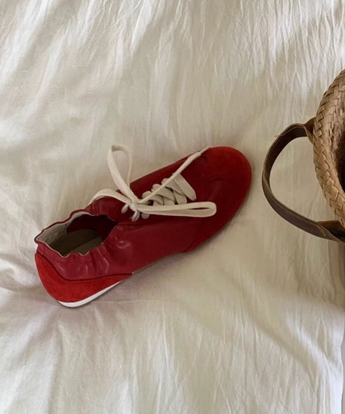 Red Up Handmade New Sports Shoes Flats Lace FashionChic