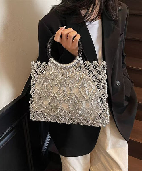 Tote Silver Hollow New Bag Handmade Out Woven FashionChic