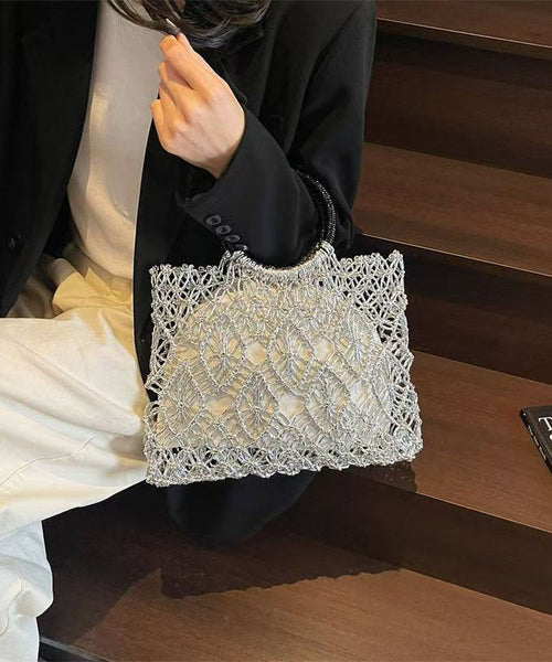 Tote Silver Hollow New Bag Handmade Out Woven FashionChic