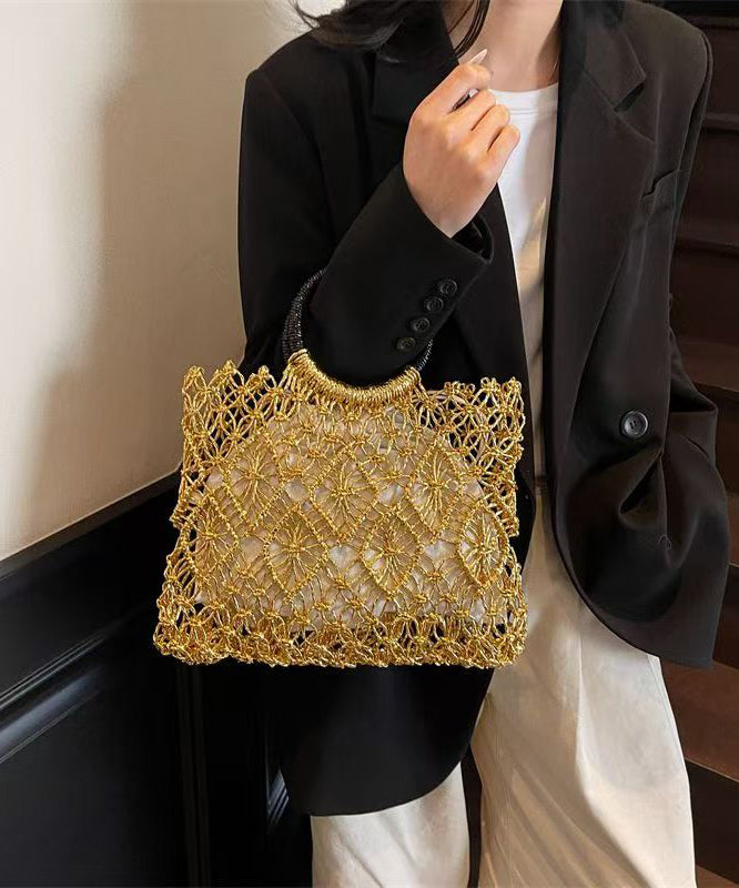 Tote Silver Hollow New Bag Handmade Out Woven FashionChic