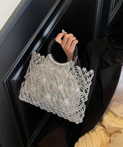 Tote Silver Hollow New Bag Handmade Out Woven FashionChic