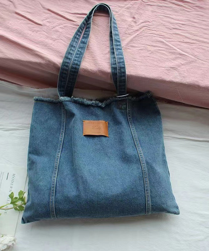 New High-Capacity Torn Edge Denim Shoulder Bag SX1018 Ada Fashion
