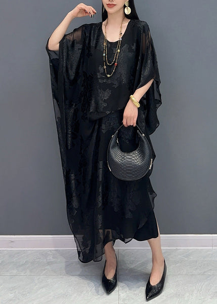 New Jacquard White Silk Maxi Dresses Summer AY1056 JDML-240829