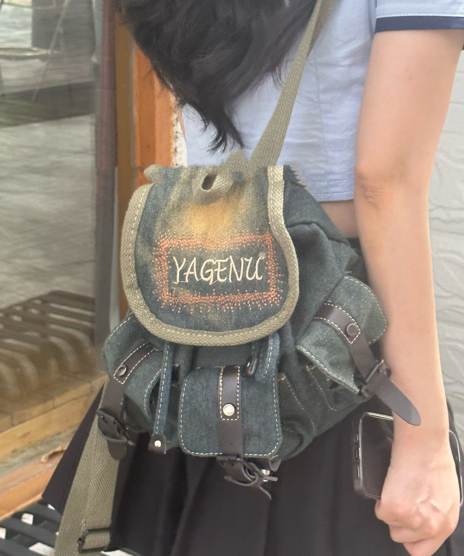 New Japanese And Korean Embroidery Denim Backpacks MM068 Bag-BGS240620