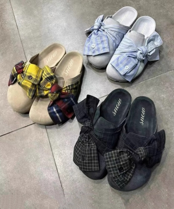 Japanese Sandals Bow Blue Platform New Slide FashionChic