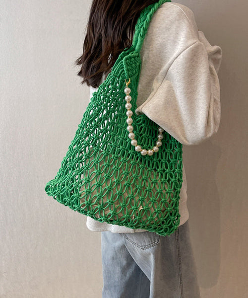 New Khaki Hollow Out Beading Fashionable Weaving Satchel Bag Handbag II036 Bag-BGS240825