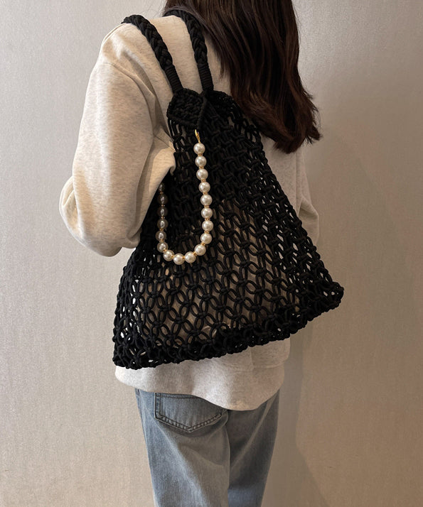New Khaki Hollow Out Beading Fashionable Weaving Satchel Bag Handbag II036 Bag-BGS240825