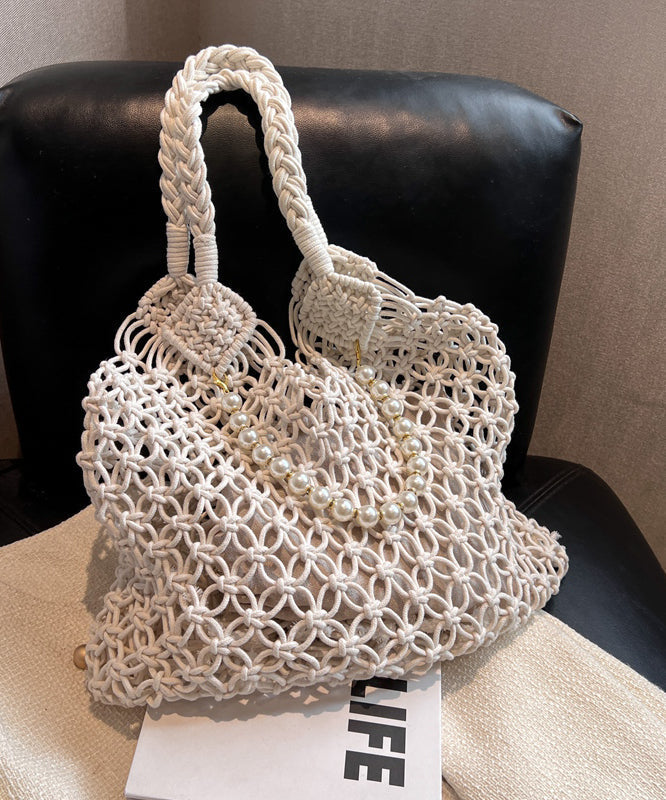 New Khaki Hollow Out Beading Fashionable Weaving Satchel Bag Handbag II036 Bag-BGS240825