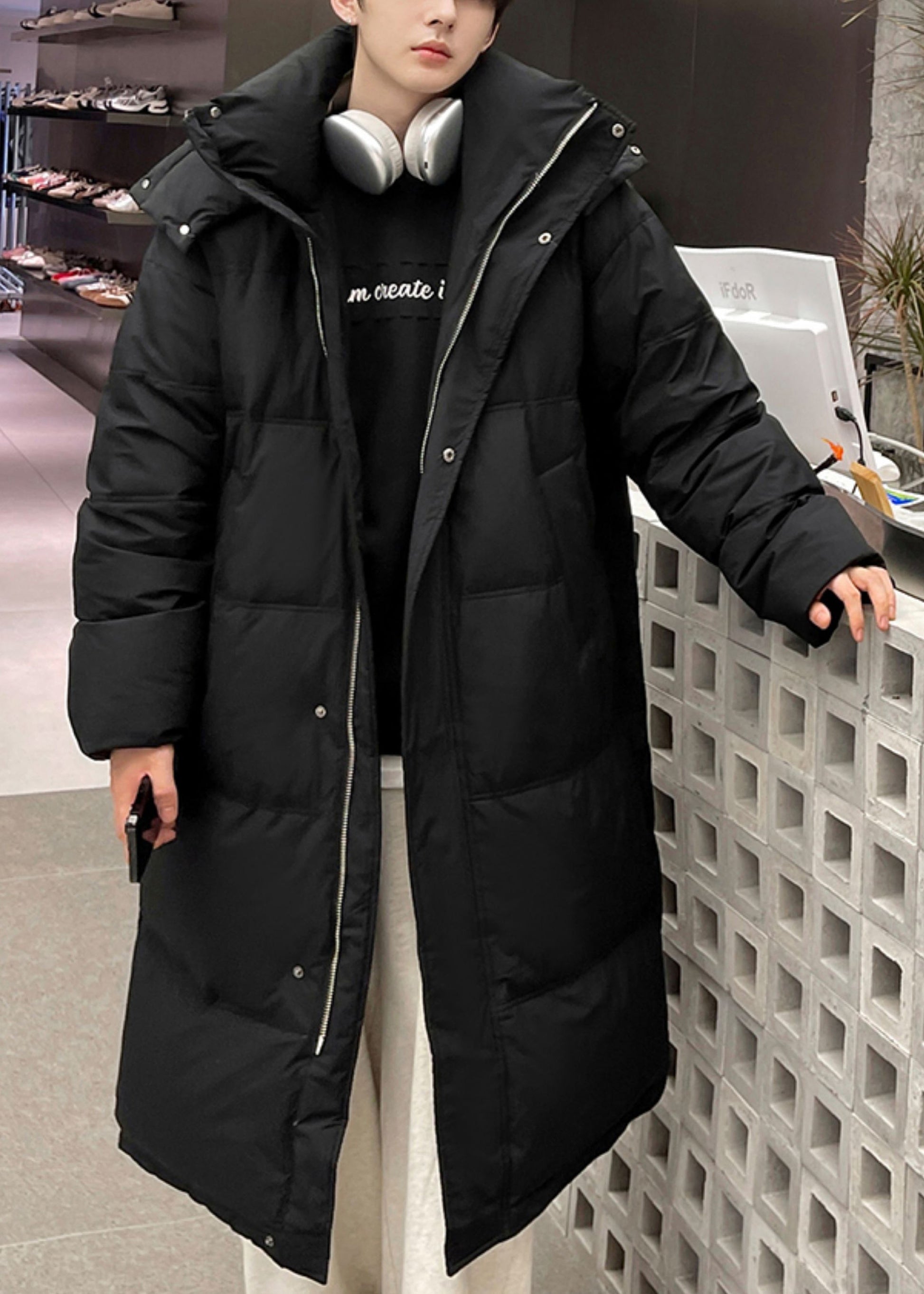 New Khaki Hooded Pockets Duck Down Men Long Down Coats Winter RJ012 ABC