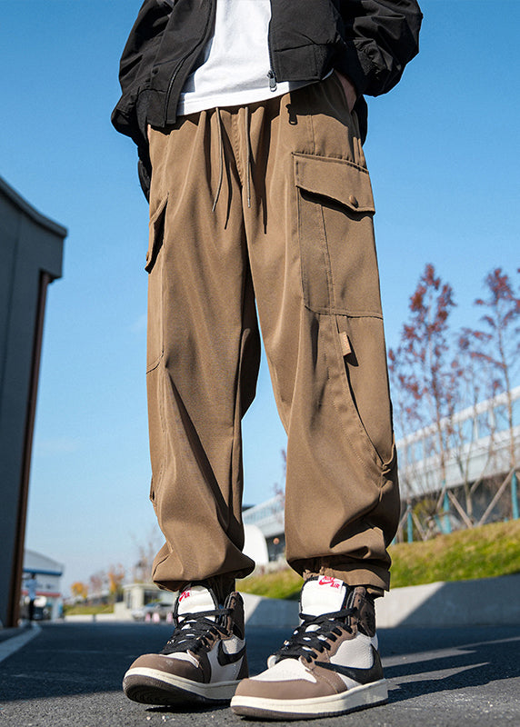 Casual Pockets Pants New Lace Beam Cotton Men Spring Up Khaki FashionChic