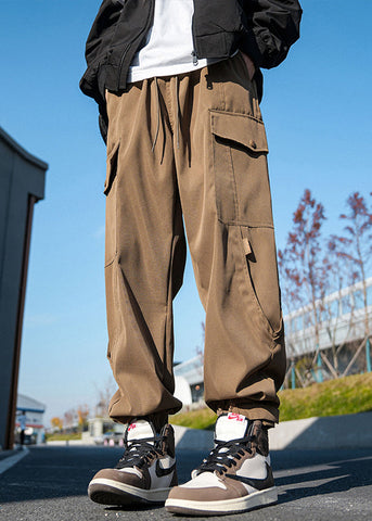 Casual Pockets Pants New Lace Beam Cotton Men Spring Up Khaki FashionChic