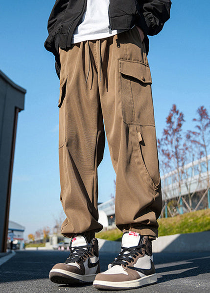 Casual Pockets Pants New Lace Beam Cotton Men Spring Up Khaki FashionChic