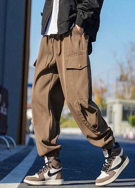 Casual Pockets Pants New Lace Beam Cotton Men Spring Up Khaki FashionChic