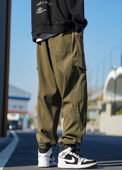 Casual Pockets Pants New Lace Beam Cotton Men Spring Up Khaki FashionChic