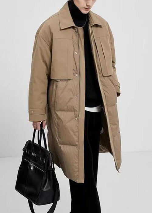 New Khaki Peter Pan Collar Button Pockets Duck Down Men Coats Winter RJ005 ABC