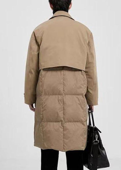 New Khaki Peter Pan Collar Button Pockets Duck Down Men Coats Winter RJ005 ABC