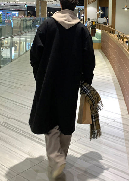 New Khaki Peter Pan Collar Button Pockets Woolen Men Coat Winter RO044 ABC